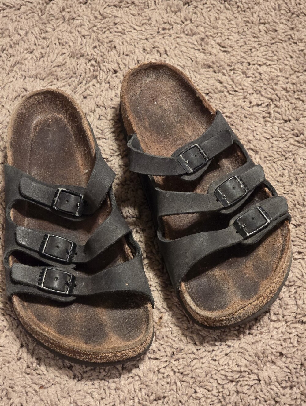 Birkenstock Florida Black 3-Strap Sandals Women's Size 38 Regular (US 7-7.5)